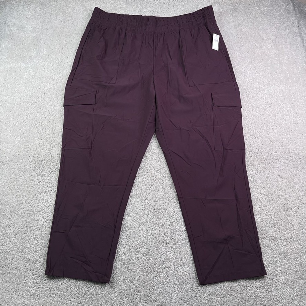 NEW Old Navy Pants Womens XL Purple Burgundy Tapered Cargo Sleektech Performance